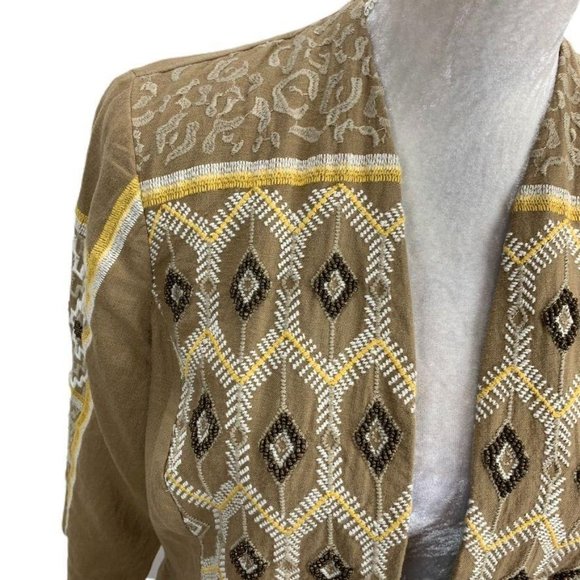 Chico's Linen Blend Open Front Blazer Southwestern - Picture 5 of 11